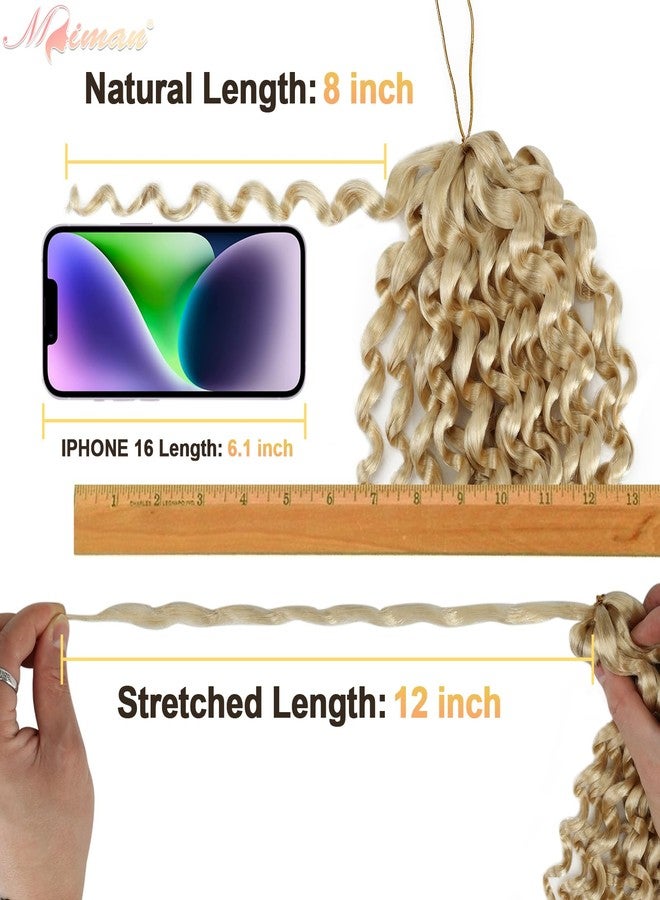 MIMAN 5 Packs 8 Inch Short Jamaican Bounce Crochet Hair Braids Synthetic Light Blonde Beach Curl Ocean Wave Crochet Braiding Hair Extention for Black Women DIY Mohawk Braided Bun Ponytail Hairstyle - Image 4